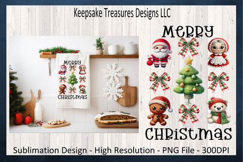 'Merry Christmas' Adorable Holiday Characters and Festive Decorations in Charming Cartoon Style Sublimation Keepsake Treasures Designs LLC. 