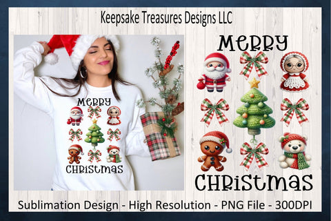 'Merry Christmas' Adorable Holiday Characters and Festive Decorations in Charming Cartoon Style Sublimation Keepsake Treasures Designs LLC. 