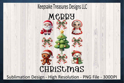 'Merry Christmas' Adorable Holiday Characters and Festive Decorations in Charming Cartoon Style Sublimation Keepsake Treasures Designs LLC. 