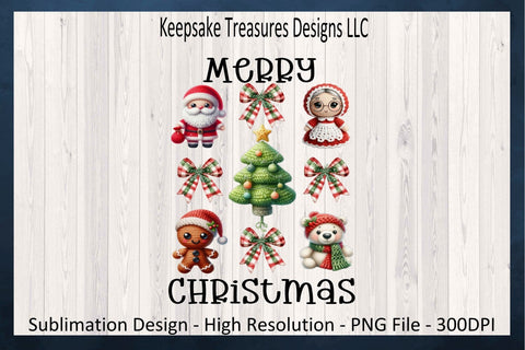 'Merry Christmas' Adorable Holiday Characters and Festive Decorations in Charming Cartoon Style Sublimation Keepsake Treasures Designs LLC. 