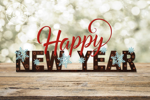 Merry Christmas and Happy New Year Decorations SVG LaserCutano 