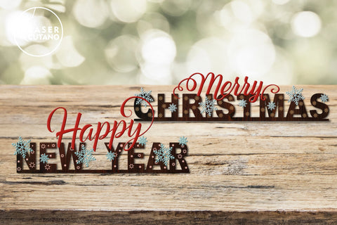Merry Christmas and Happy New Year Decorations SVG LaserCutano 
