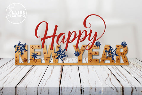 Merry Christmas and Happy New Year Decorations SVG LaserCutano 