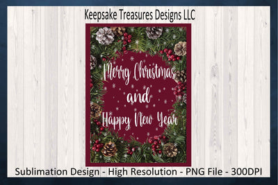 Merry Christmas And Happy New Year, PNG Sublimation Design, Christmas Card PNG Design, Garden Flag Design, Digital Download, PNG Printable Sublimation Keepsake Treasures Designs LLC. 