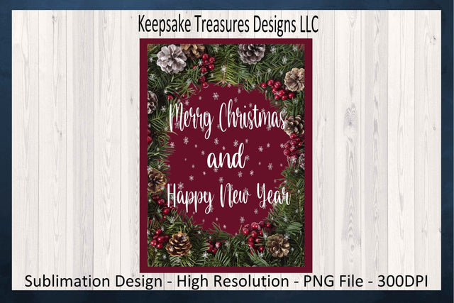 Merry Christmas And Happy New Year, PNG Sublimation Design, Christmas Card PNG Design, Garden Flag Design, Digital Download, PNG Printable Sublimation Keepsake Treasures Designs LLC. 