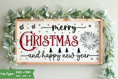 Merry Christmas And Happy New Year Sign SVG Design, Christian Round Ornaments, Nativity Christmas SVG Design, Christmas SVG Design, Christmas SVG Design SVG DesignPlante 503 