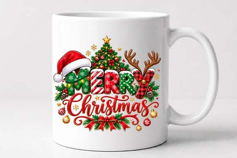 Merry Christmas Antler Lettering PNG SVG BillahCrafts 