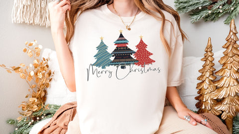 Merry Christmas Aztec Trees PNG | Aztec Pattern Christmas Tree Sublimation | Boho Holiday Sublimation Design Sublimation Print Perfect Design Shop 