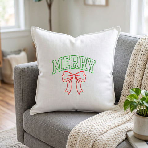 Merry Christmas Bow Embroidery Design – Vintage Varsity Merry Red Ribbon Coquette Machine Embroidery File Embroidery/Applique DESIGNS PatternFeed8 