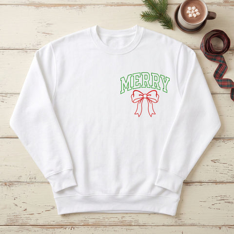 Merry Christmas Bow Embroidery Design – Vintage Varsity Merry Red Ribbon Coquette Machine Embroidery File Embroidery/Applique DESIGNS PatternFeed8 