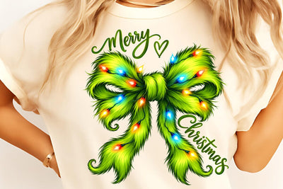 Merry Christmas Bow PNG, Merry Christmas PNG Sublimation DesignPlante 503 