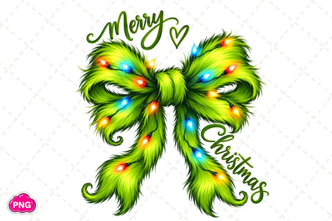 Merry Christmas Bow PNG, Merry Christmas PNG Sublimation DesignPlante 503 