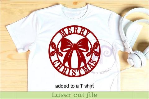 Merry Christmas Bow Wall Sign SVG, Festive Holly Wreath SVG APInspireddesigns 