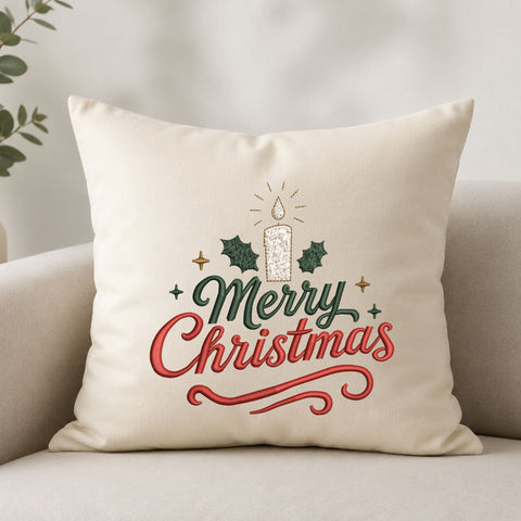 Merry Christmas Candle Machine Embroidery Design – Holly Holiday Christmas Embroidery File Embroidery/Applique DESIGNS PatternFeed8 