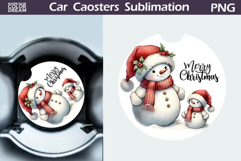 Merry Christmas Car Coaster Bundle Sublimation WatercolorColorDream 