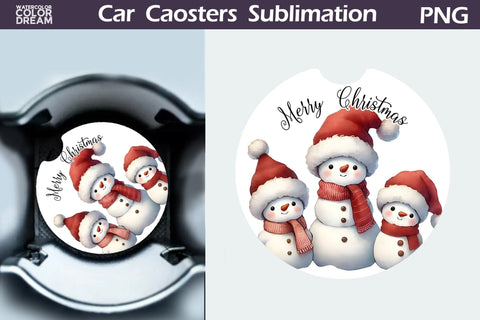 Merry Christmas Car Coaster Bundle Sublimation WatercolorColorDream 