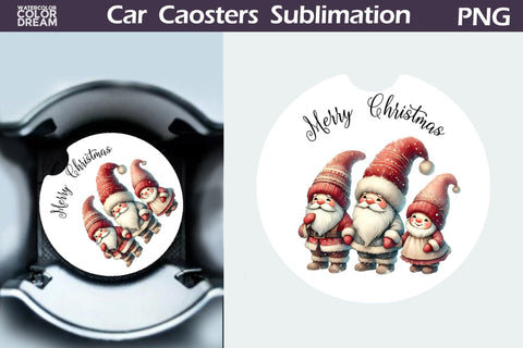 Merry Christmas Car Coaster Bundle Sublimation WatercolorColorDream 