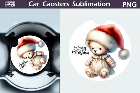 Merry Christmas Car Coaster Bundle Sublimation WatercolorColorDream 