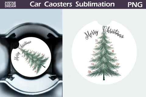 Merry Christmas Car Coaster Bundle Sublimation WatercolorColorDream 