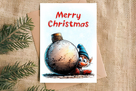 Merry Christmas card design Baby gnome Christmas ornament Sublimation Angelina Semenova 