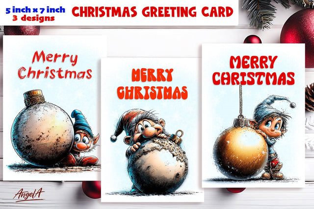 Merry Christmas card design Baby gnome Christmas ornament Sublimation Angelina Semenova 