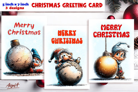 Merry Christmas card design Baby gnome Christmas ornament Sublimation Angelina Semenova 