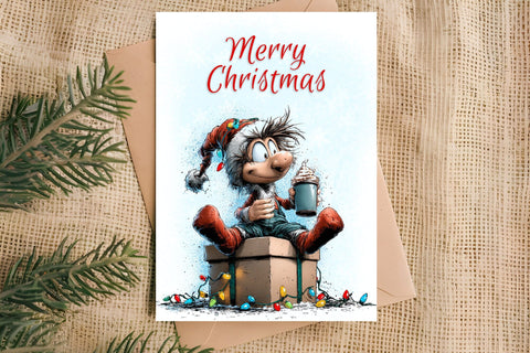 Merry Christmas card design Christmas gnomes, gift box PNG Sublimation Angelina Semenova 