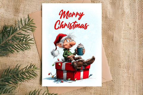 Merry Christmas card design Christmas gnomes, gift box PNG Sublimation Angelina Semenova 