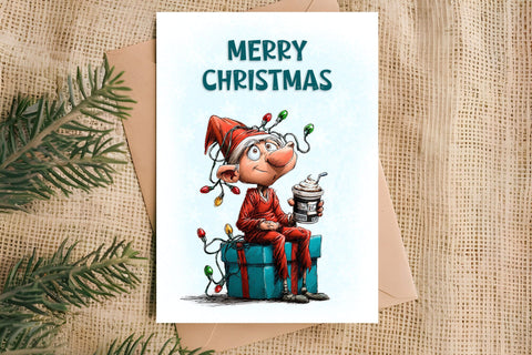 Merry Christmas card design Christmas gnomes, gift box PNG Sublimation Angelina Semenova 