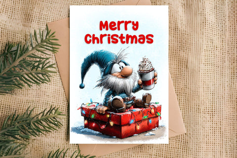 Merry Christmas card design Christmas gnomes, hot cocoa PNG Sublimation Angelina Semenova 