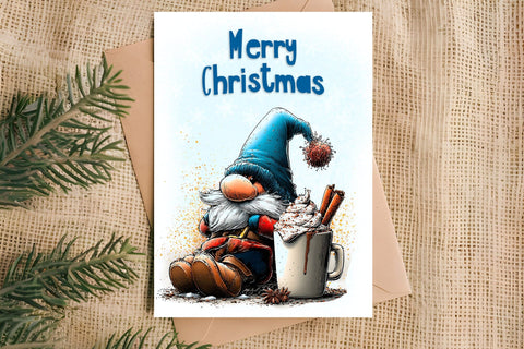 Merry Christmas card design Christmas gnomes, hot cocoa PNG Sublimation Angelina Semenova 