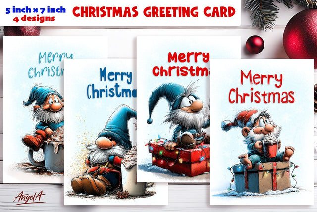 Merry Christmas card design Christmas gnomes, hot cocoa PNG Sublimation Angelina Semenova 