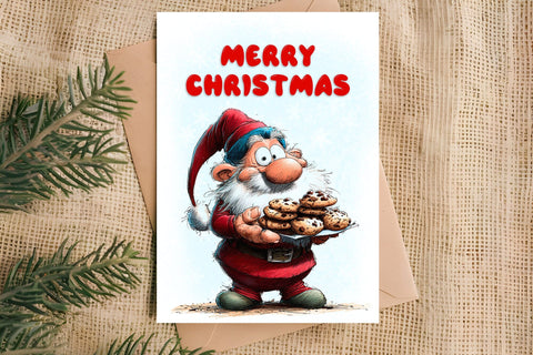 Merry Christmas card design Christmas gnomes with cookies Sublimation Angelina Semenova 