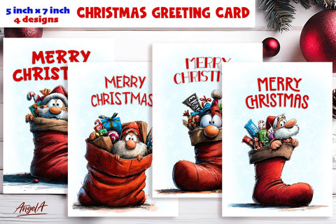 Merry Christmas card design Funny gnome in Christmas sock Sublimation Angelina Semenova 