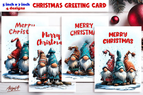 Merry Christmas card design printable Fairy Christmas gnomes Sublimation Angelina Semenova 