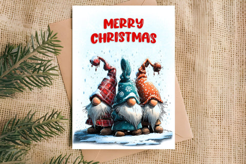 Merry Christmas card design printable Fairy Christmas gnomes Sublimation Angelina Semenova 