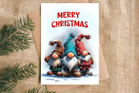 Merry Christmas card design printable Fairy Christmas gnomes Sublimation Angelina Semenova 