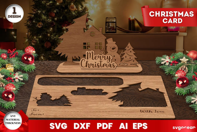 Merry Christmas Card Laser Cut SVG SvgOcean 