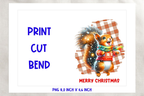 Merry Christmas card printable / funny squirrel PNG Sublimation Angelina Semenova 