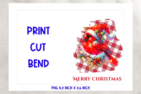 Merry Christmas card printable PNG, cute cardinal bird Sublimation Angelina Semenova 