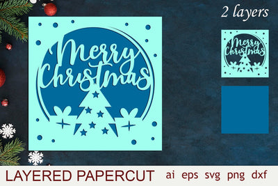 Merry Christmas card svg, 3D Layered papercut, Cricut SVG AnastasiyaArtDesign 