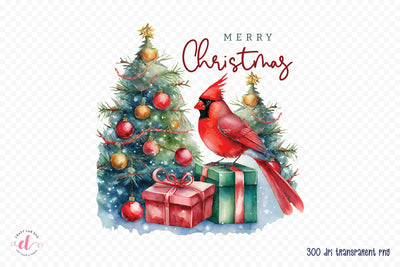 Merry Christmas Cardinal Sublimation PNG Sublimation CraftLabSVG 