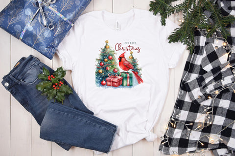 Merry Christmas Cardinal Sublimation PNG Sublimation CraftLabSVG 