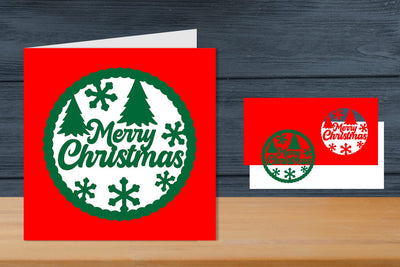 Merry Christmas Cards papercut Template SVG zafrans studio 