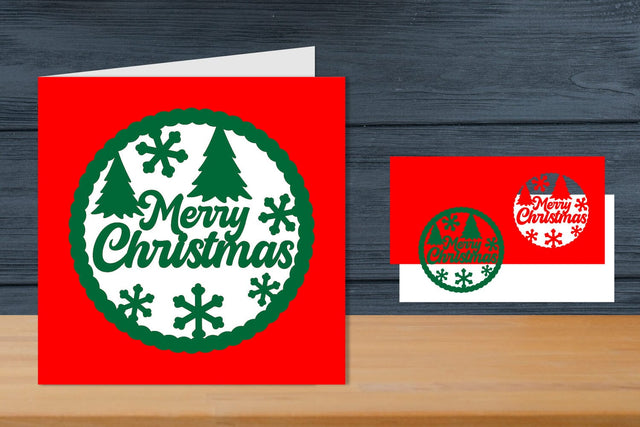 Merry Christmas Cards papercut Template SVG zafrans studio 