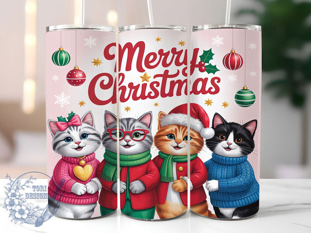 Merry Christmas Cat Tumbler, Merry Christmas Wrap, Cute Holiday Mug Design, Sublimation Wrap, Festive Drinkware, Adorable Winter Gift, Sparkly Christmas Cup Sublimation ToriDesigns 