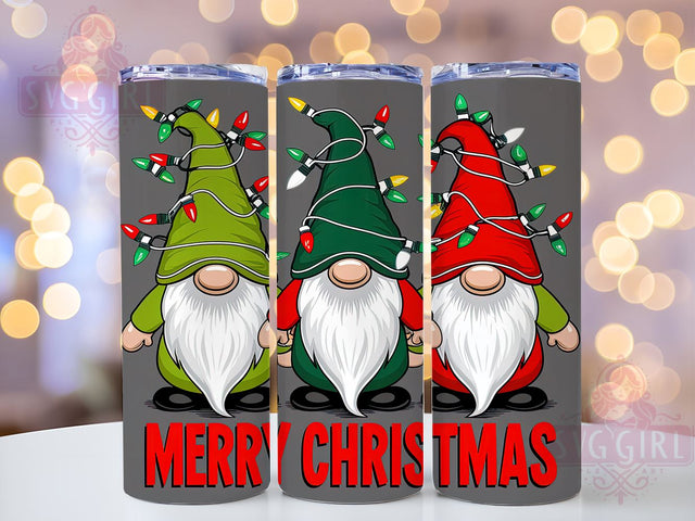 Merry Christmas, Christmas Gnomes, 20oz Tumbler, PNG Sublimation, Holiday Decor, Gnome Gift, Festive Drinkware, Tumbler Wrap Sublimation SvggirlplusArt 