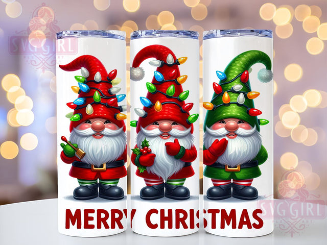 Merry Christmas, Christmas Gnomes, 20oz Tumbler, PNG Sublimation, Holiday Decor, Gnome Gift, Festive Drinkware, Tumbler Wrap Sublimation SvggirlplusArt 