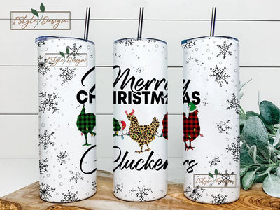 Merry Christmas Cluckers, 20 oz Straight Skinny Tumbler Wrap, Digital Download, Tumbler Wrap Sublimation, Digital PNG, Chicken Tumbler Wrap Sublimation iStyleDesign 