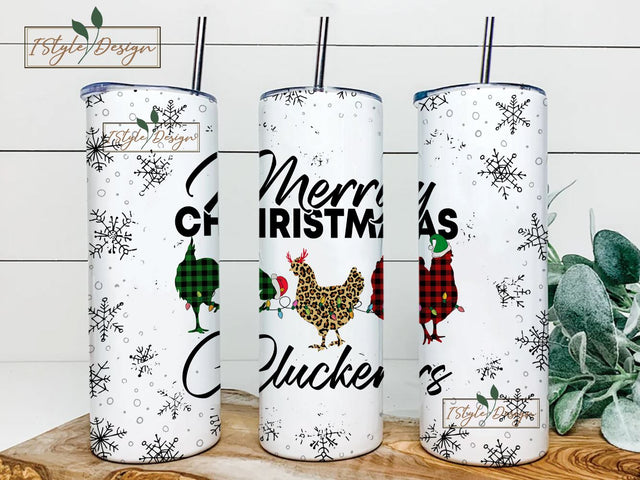 Merry Christmas Cluckers, 20 oz Straight Skinny Tumbler Wrap, Digital Download, Tumbler Wrap Sublimation, Digital PNG, Chicken Tumbler Wrap Sublimation iStyleDesign 